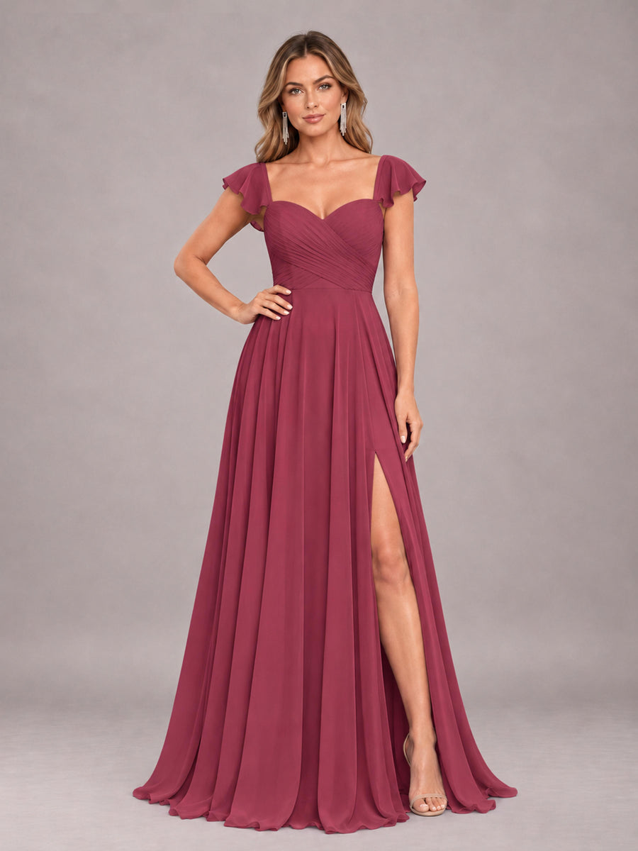 Cinnamon Rose Classy Sweetheart Pleated Chiffon Bridesmaid Dress With Pockets