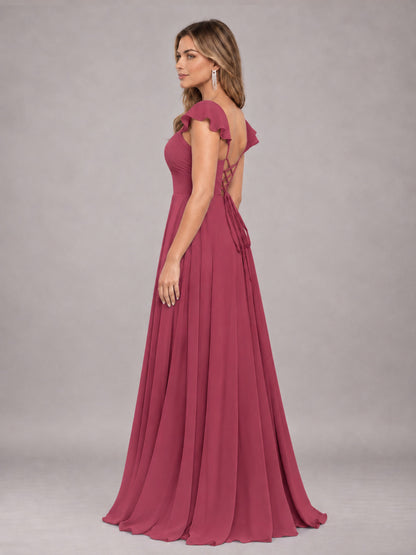Cinnamon Rose Classy Sweetheart Pleated Chiffon Bridesmaid Dress With Pockets