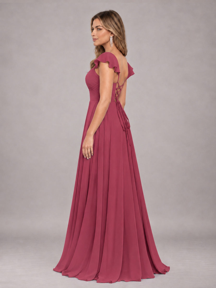 Cinnamon Rose Classy Sweetheart Pleated Chiffon Bridesmaid Dress With Pockets