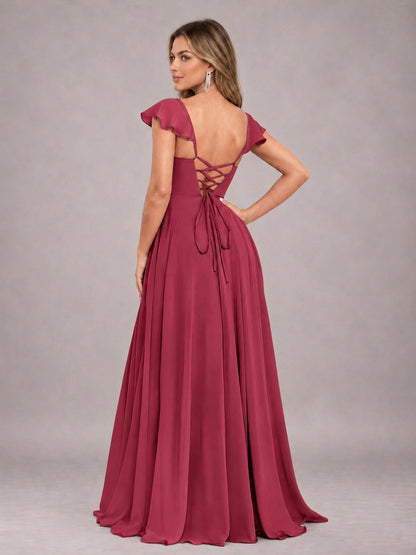 Cinnamon Rose Classy Sweetheart Pleated Chiffon Bridesmaid Dress With Pockets