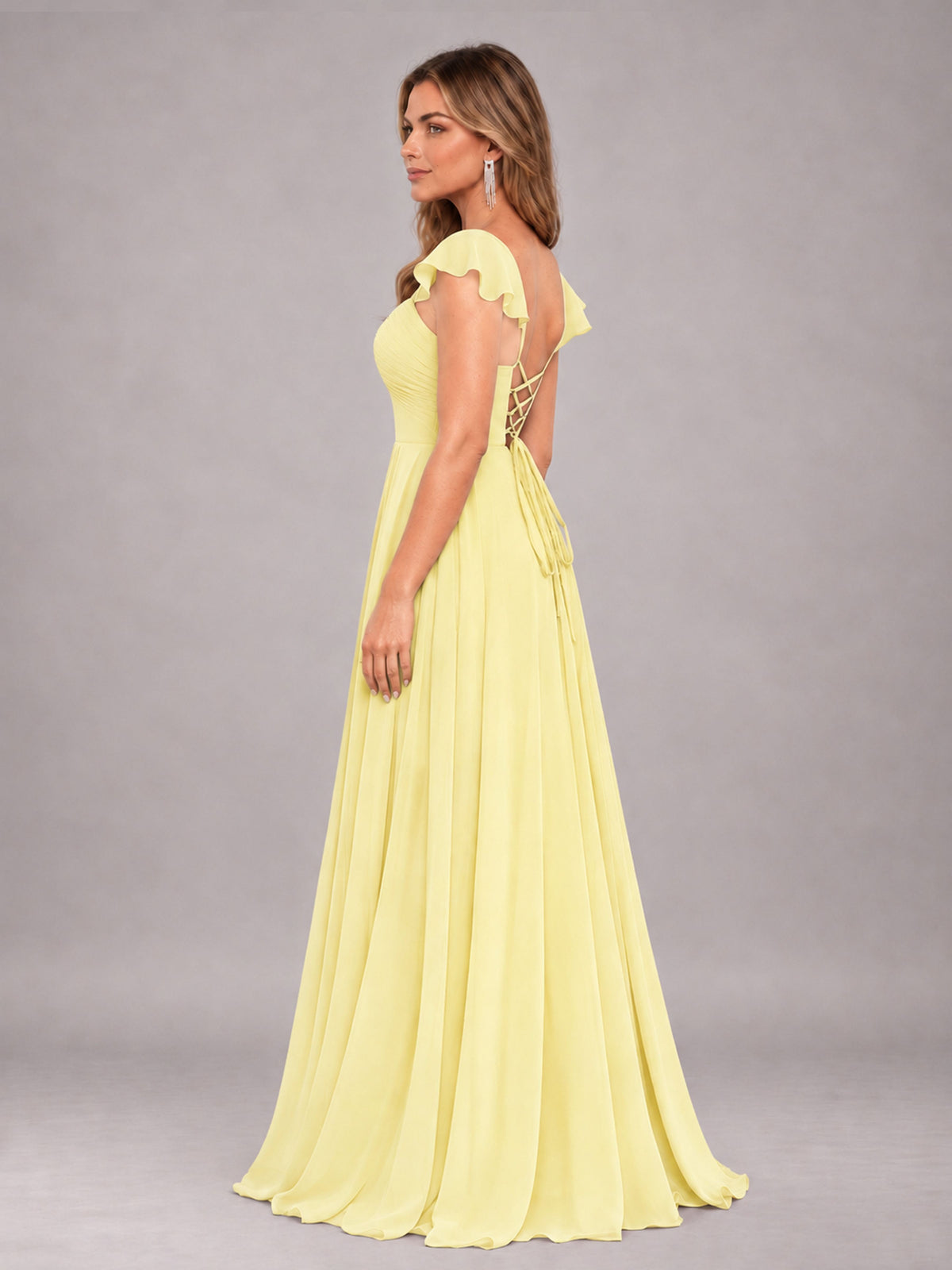 Daffodil Classy Sweetheart Pleated Chiffon Bridesmaid Dress With Pockets