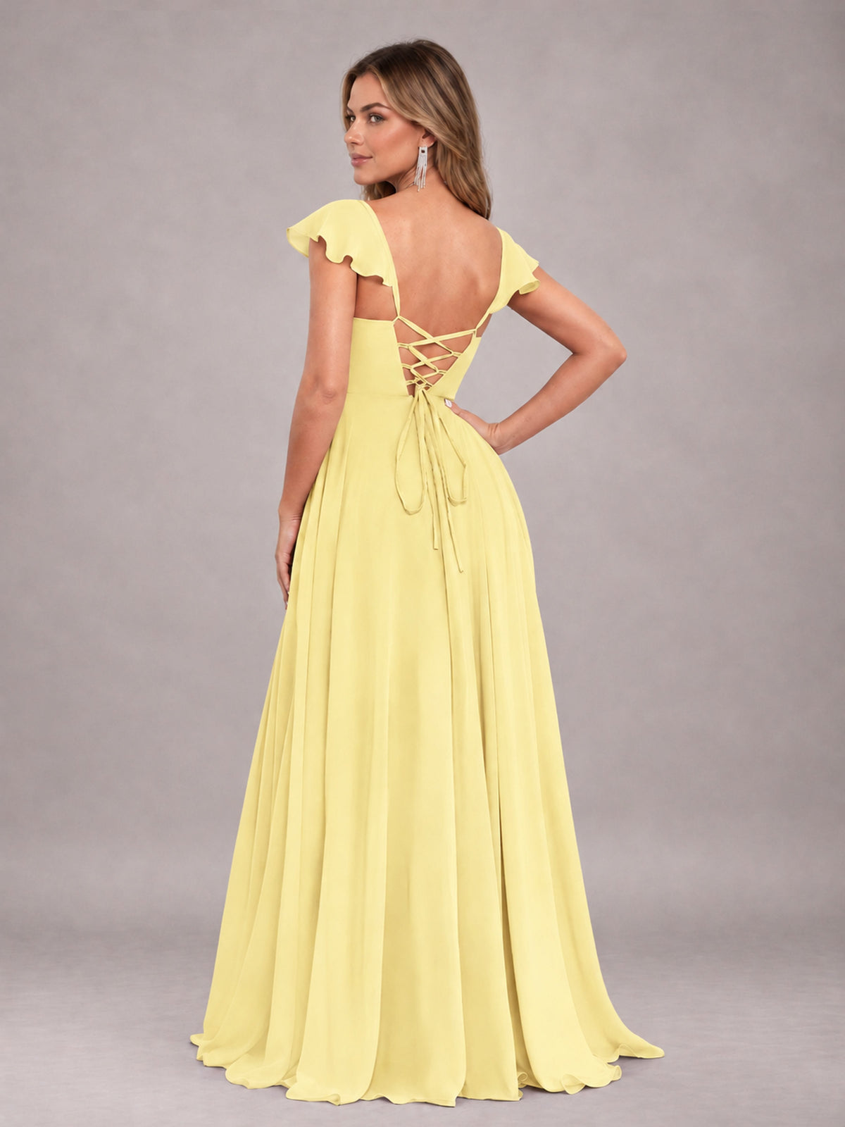 Daffodil Classy Sweetheart Pleated Chiffon Bridesmaid Dress With Pockets
