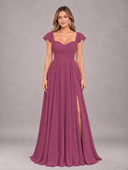 Desert Rose Classy Sweetheart Pleated Chiffon Bridesmaid Dress With Pockets