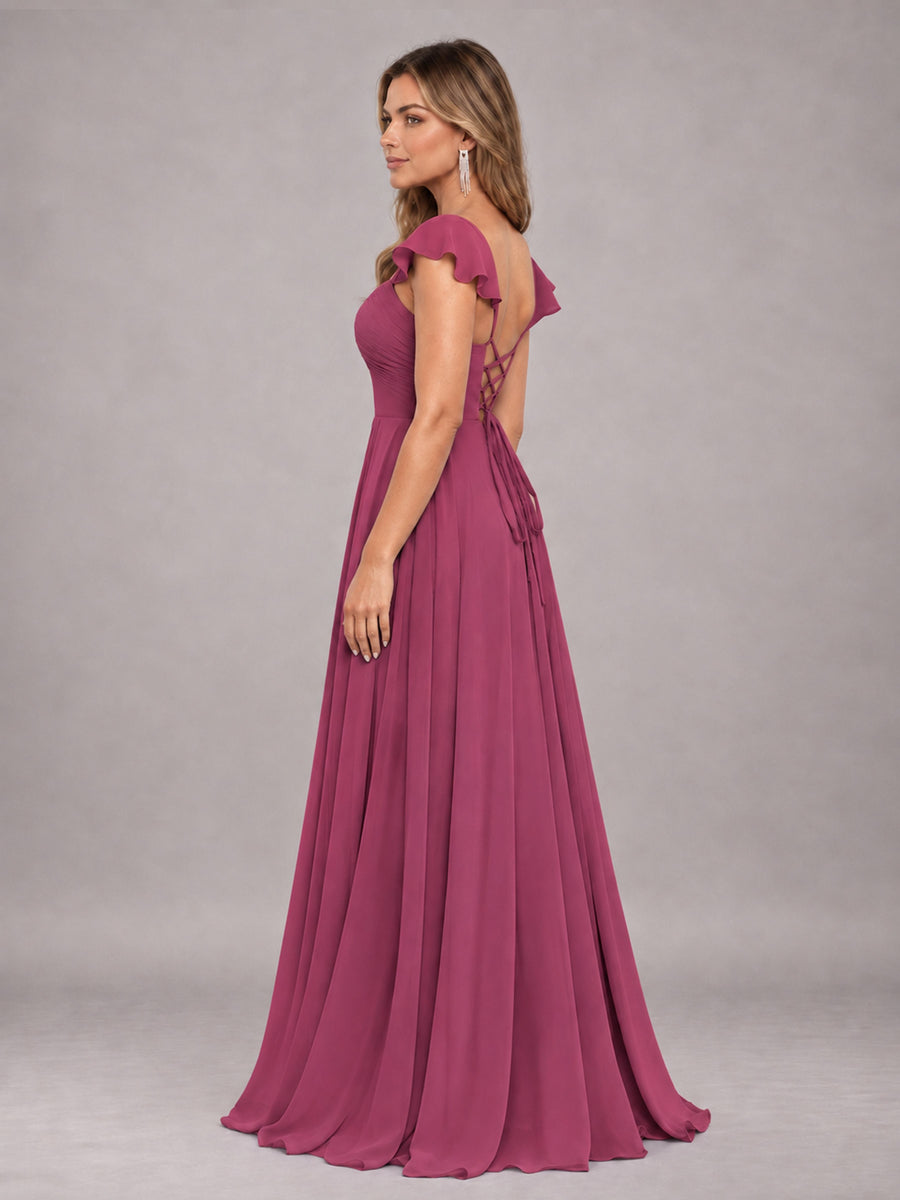 Desert Rose Classy Sweetheart Pleated Chiffon Bridesmaid Dress With Pockets