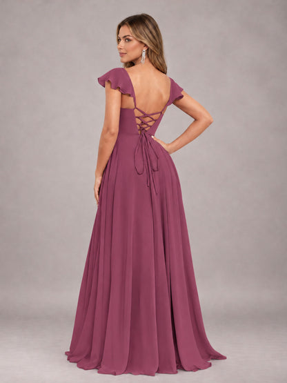 Desert Rose Classy Sweetheart Pleated Chiffon Bridesmaid Dress With Pockets
