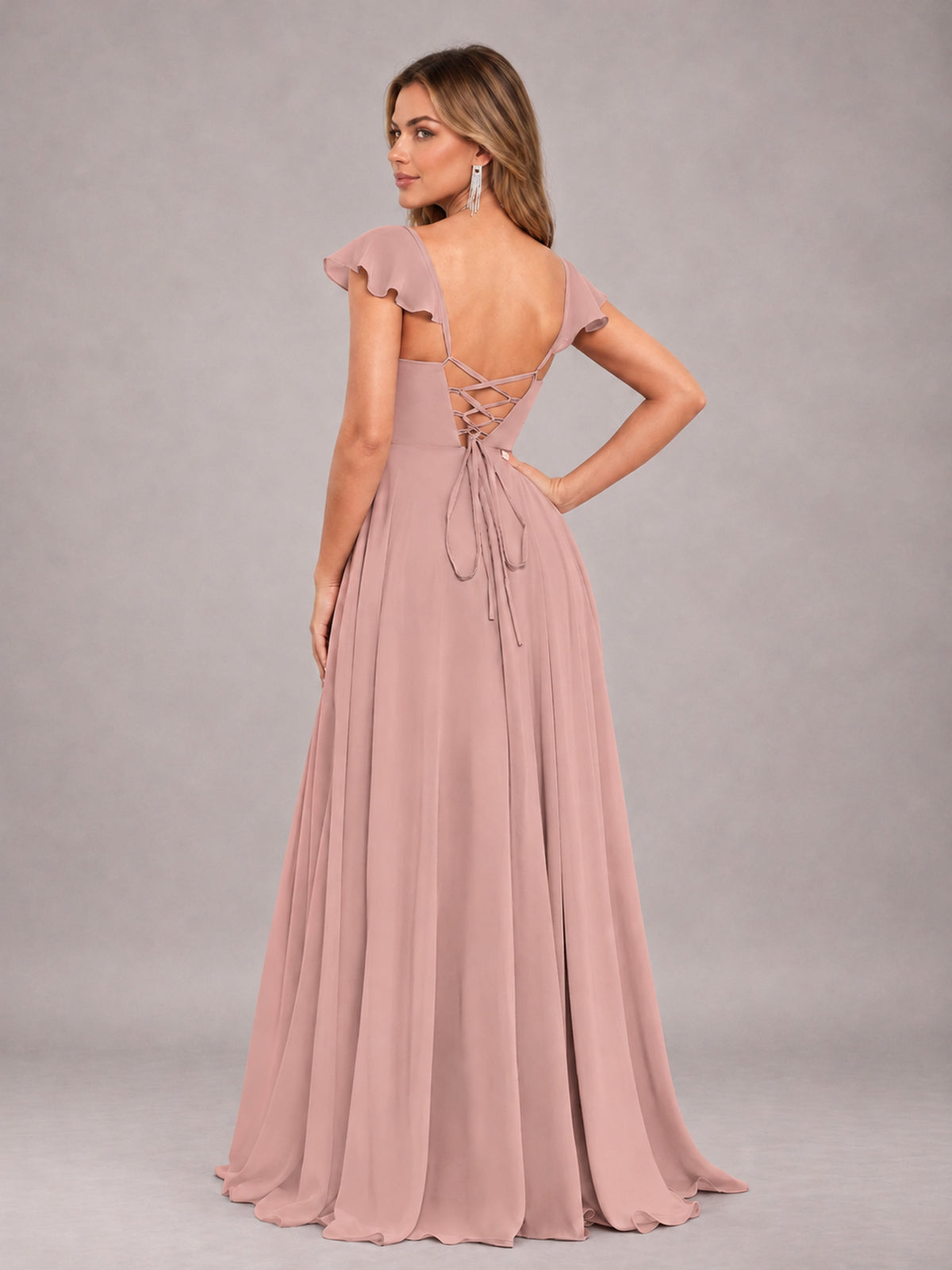 Dusty Rose Classy Sweetheart Pleated Chiffon Bridesmaid Dress With Pockets