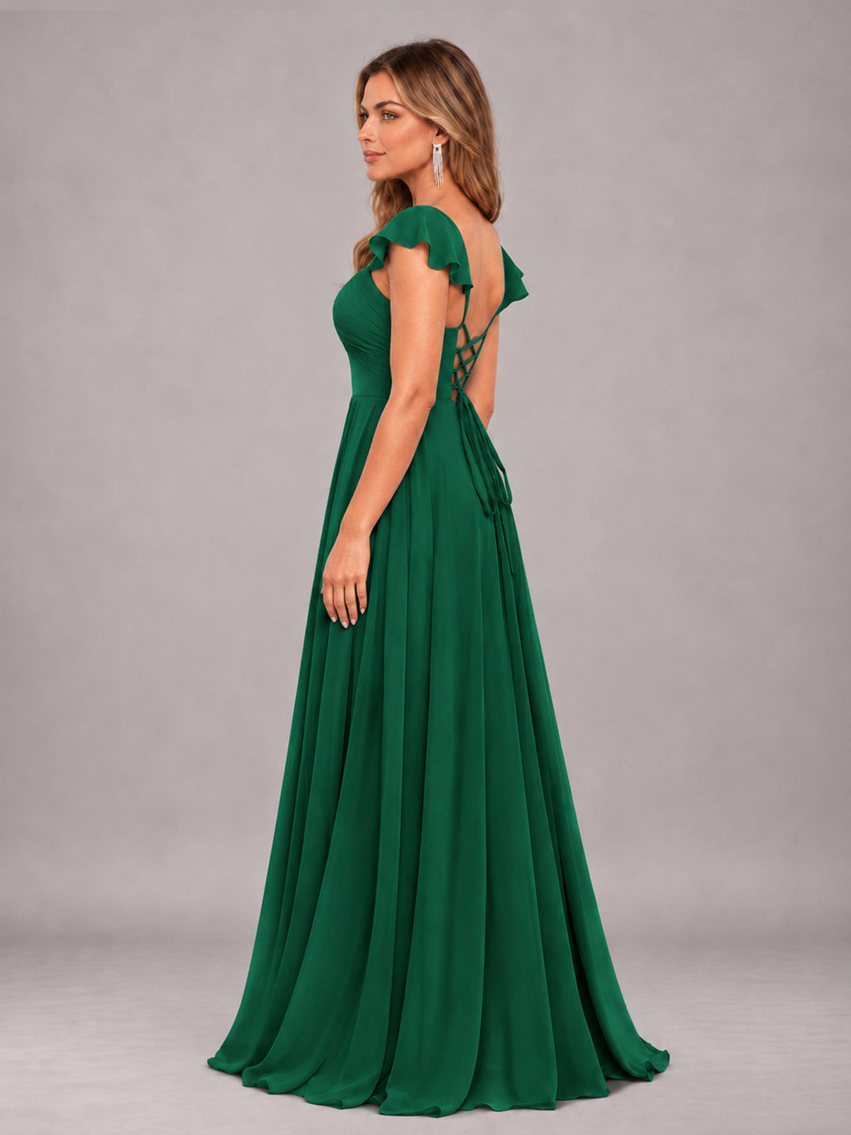 Emerald Green Classy Sweetheart Pleated Chiffon Bridesmaid Dress With Pockets