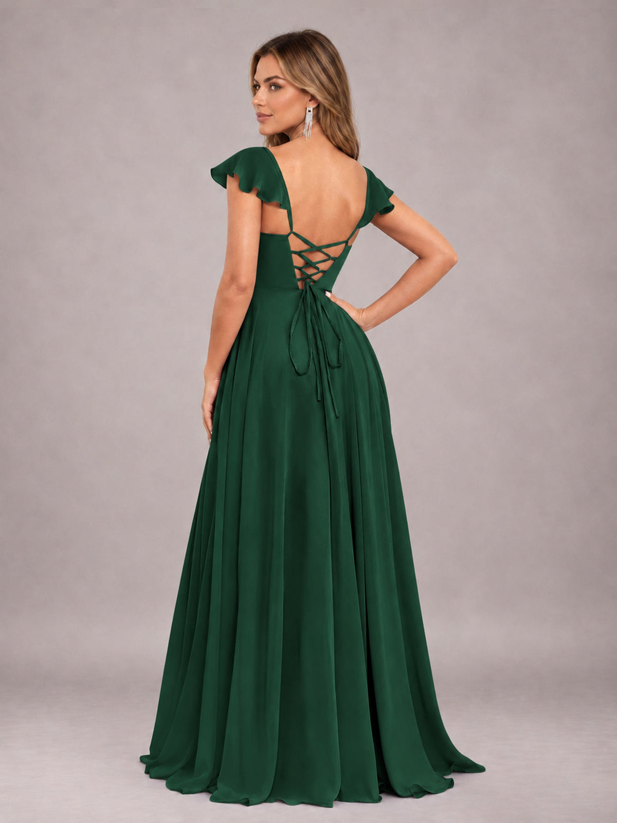 Emerald Green Classy Sweetheart Pleated Chiffon Bridesmaid Dress With Pockets