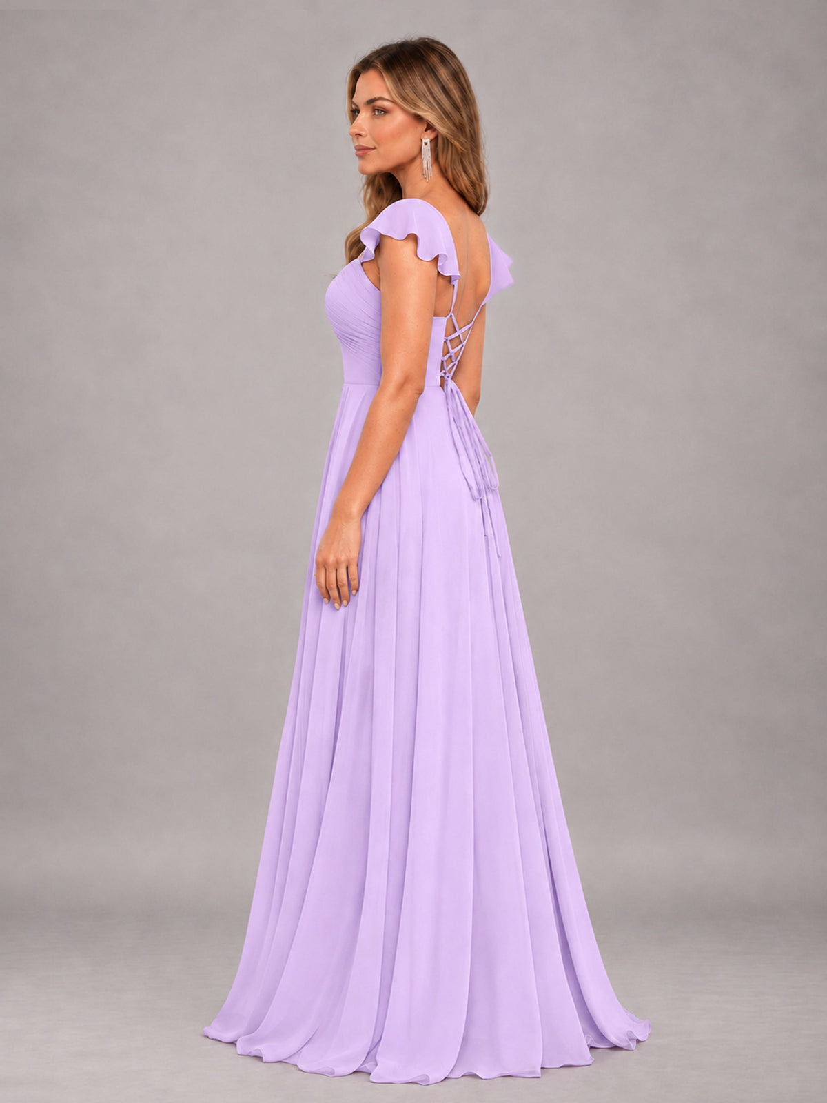 Lilac Classy Sweetheart Pleated Chiffon Bridesmaid Dress With Pockets