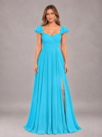 Pool Classy Sweetheart Pleated Chiffon Bridesmaid Dress With Pockets