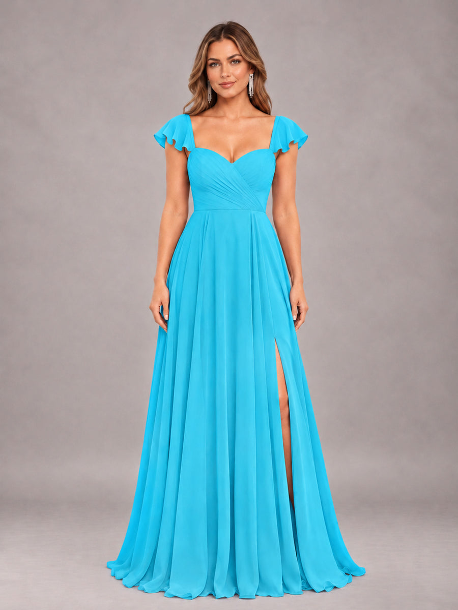 Pool Classy Sweetheart Pleated Chiffon Bridesmaid Dress With Pockets