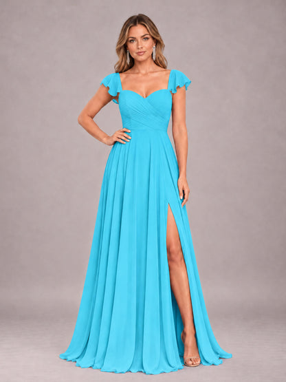 Pool Classy Sweetheart Pleated Chiffon Bridesmaid Dress With Pockets