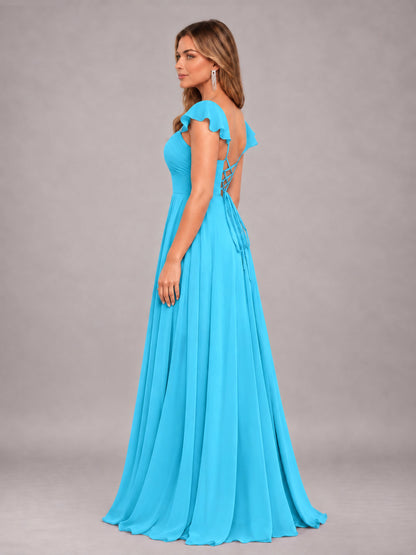 Pool Classy Sweetheart Pleated Chiffon Bridesmaid Dress With Pockets