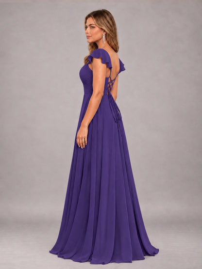 Regency Classy Sweetheart Pleated Chiffon Bridesmaid Dress With Pockets