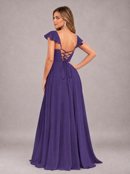 Regency Classy Sweetheart Pleated Chiffon Bridesmaid Dress With Pockets