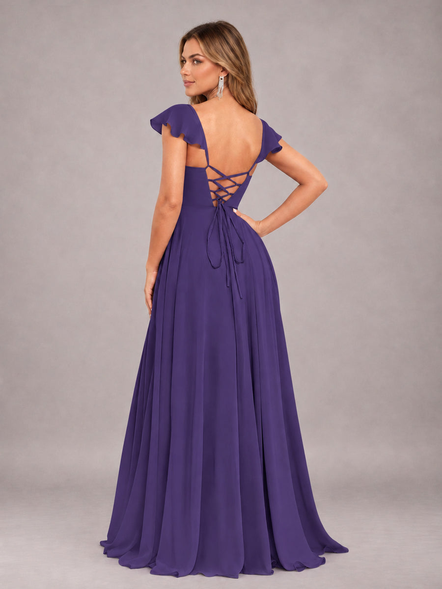 Regency Classy Sweetheart Pleated Chiffon Bridesmaid Dress With Pockets