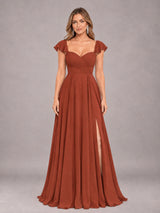 Classy Sweetheart Pleated Chiffon Bridesmaid Dress With Pockets