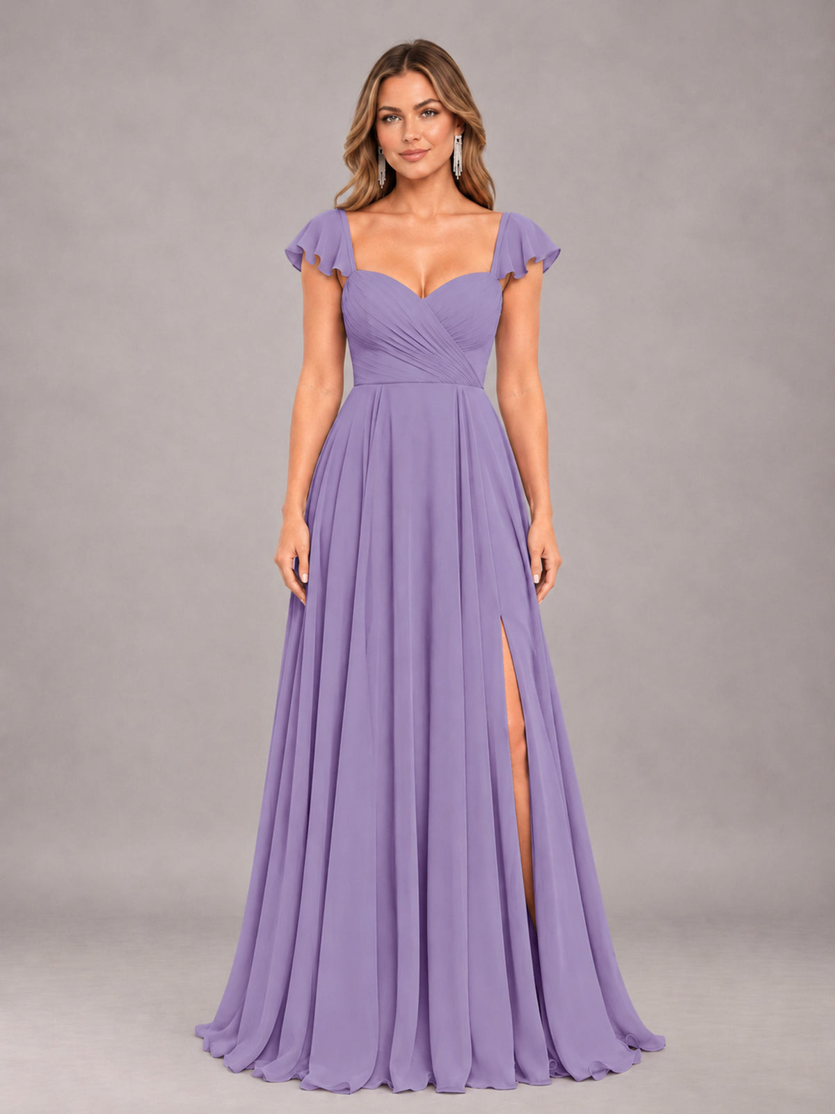 Tahiti Classy Sweetheart Pleated Chiffon Bridesmaid Dress With Pockets