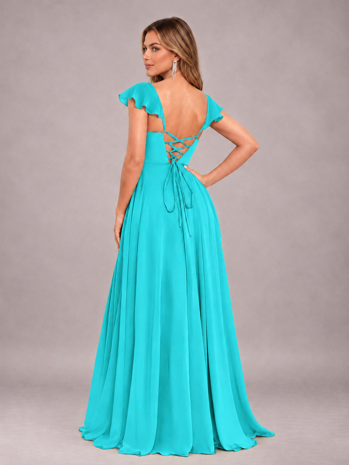 Turquoise Classy Sweetheart Pleated Chiffon Bridesmaid Dress With Pockets