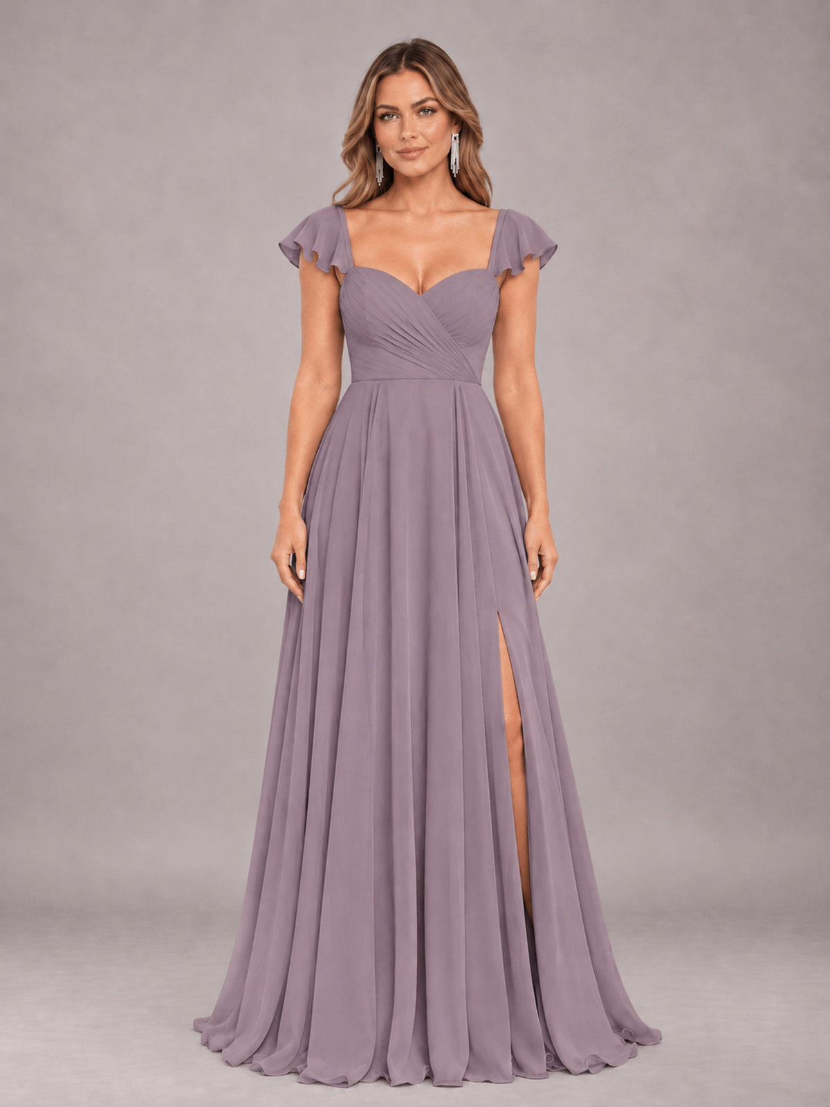 Wisteria Classy Sweetheart Pleated Chiffon Bridesmaid Dress With Pockets