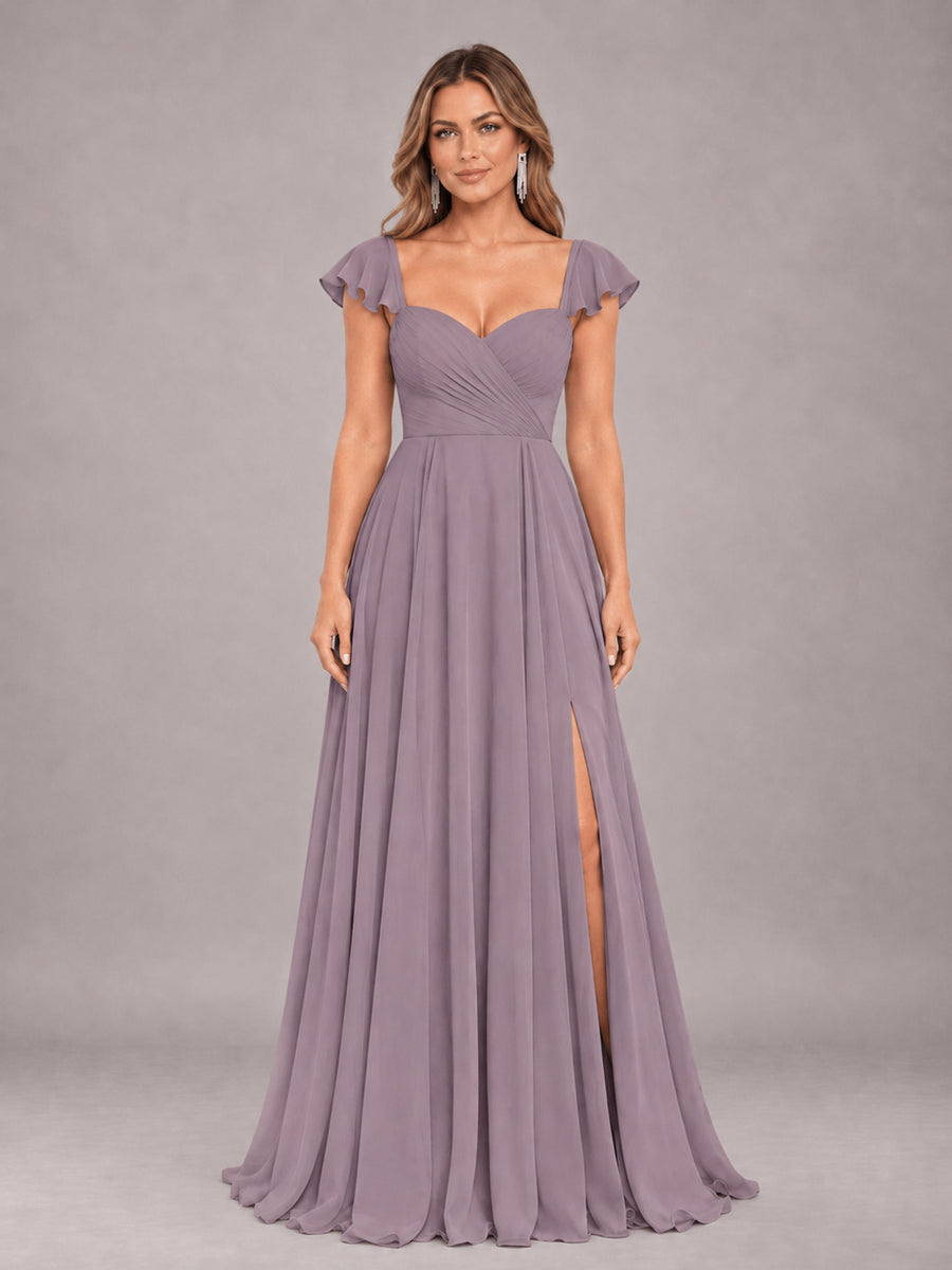 Wisteria Classy Sweetheart Pleated Chiffon Bridesmaid Dress With Pockets