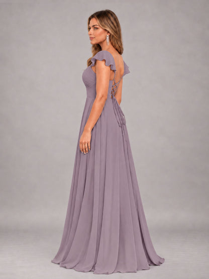 Wisteria Classy Sweetheart Pleated Chiffon Bridesmaid Dress With Pockets