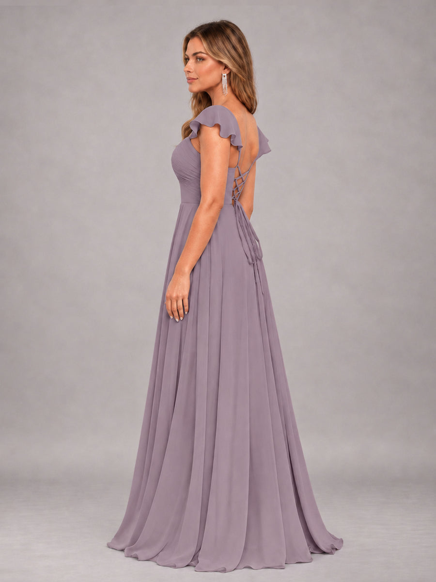 Wisteria Classy Sweetheart Pleated Chiffon Bridesmaid Dress With Pockets