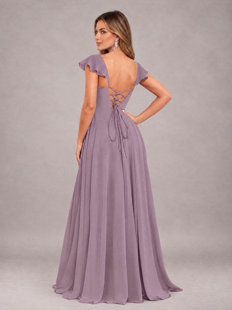 Wisteria Classy Sweetheart Pleated Chiffon Bridesmaid Dress With Pockets