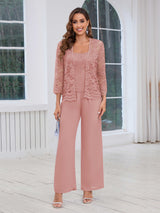 Classy Three Pieces Lace Chiffon Mother Of The Bride Dresses