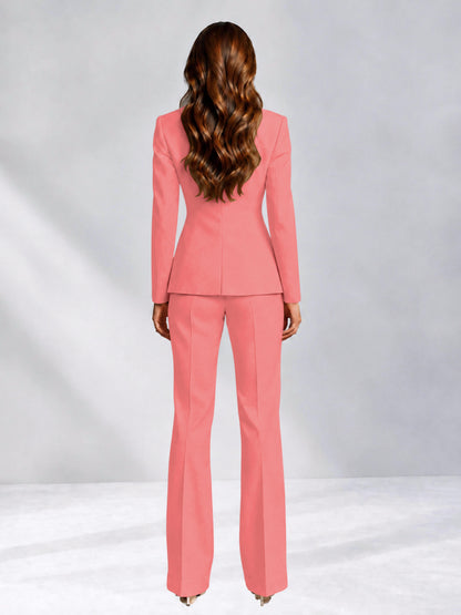 Coral 2 Pieces Slim Fit One Button Women's Suits for Commuting