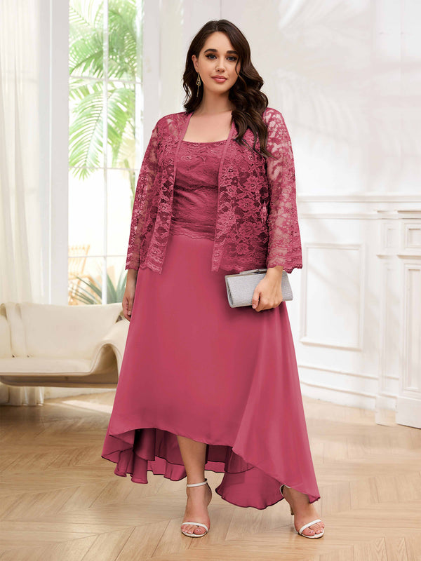 Cinnamon Rose Couture Two Pieces Lace High Low Plus Size Mother Of The Bride Dresses