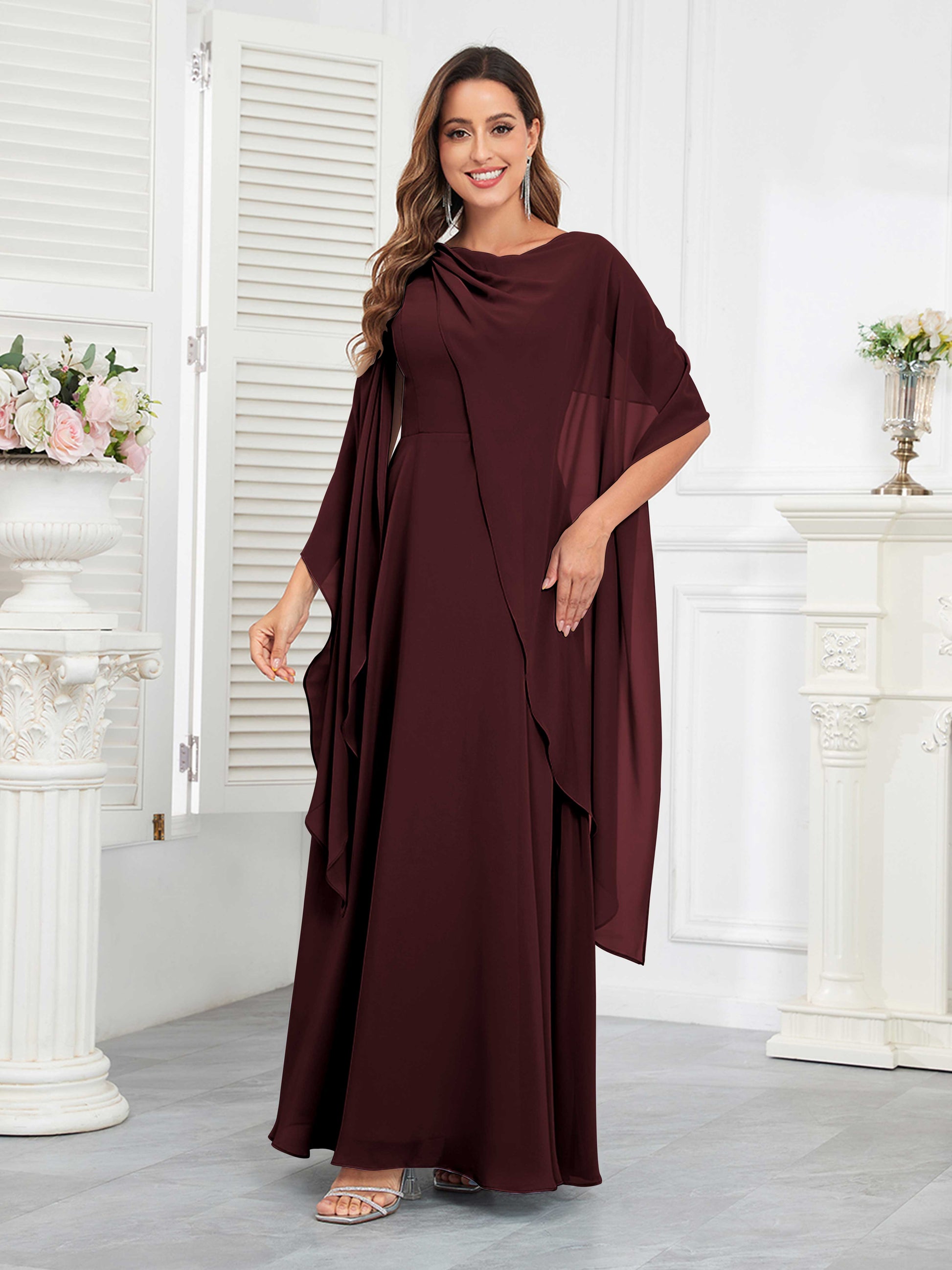 Delicate A-Line Lace Up Chiffon Floor Length Mother Of The Bride Dress mollyevers.com Delicate A-Line Lace Up Chiffon Floor Length Mother Of The Bride Dress mollyevers.com
