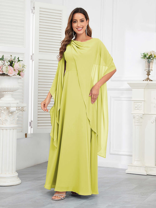Daffodil Delicate A-Line Lace Up Chiffon Floor Length Mother Of The Bride Dresses
