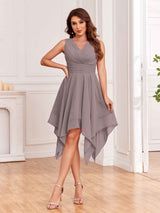 Delicate Asymmetrical Sleeveless Knee Length Short Bridesmaid Dresses