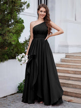 Dreamlike One Shoulder A-Line Long Chiffon Bridesmaid Dresses