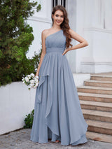 Dreamlike One Shoulder A-Line Long Chiffon Bridesmaid Dresses