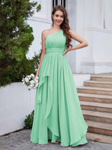 Dreamlike One Shoulder A-Line Long Chiffon Bridesmaid Dresses