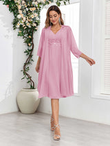 Dreamy V-Neck Two Pieces Appliques Chiffon Mother Of The Bride Dresses