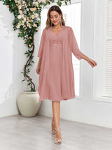 Dreamy V-Neck Two Pieces Appliques Chiffon Mother Of The Bride Dresses