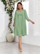 Dreamy V-Neck Two Pieces Appliques Chiffon Mother Of The Bride Dresses