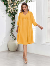 Dreamy V-Neck Two Pieces Appliques Chiffon Mother Of The Bride Dresses