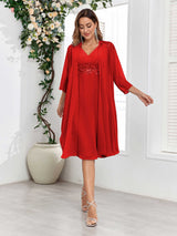 Dreamy V-Neck Two Pieces Appliques Chiffon Mother Of The Bride Dresses