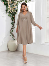 Dreamy V-Neck Two Pieces Appliques Chiffon Mother Of The Bride Dresses