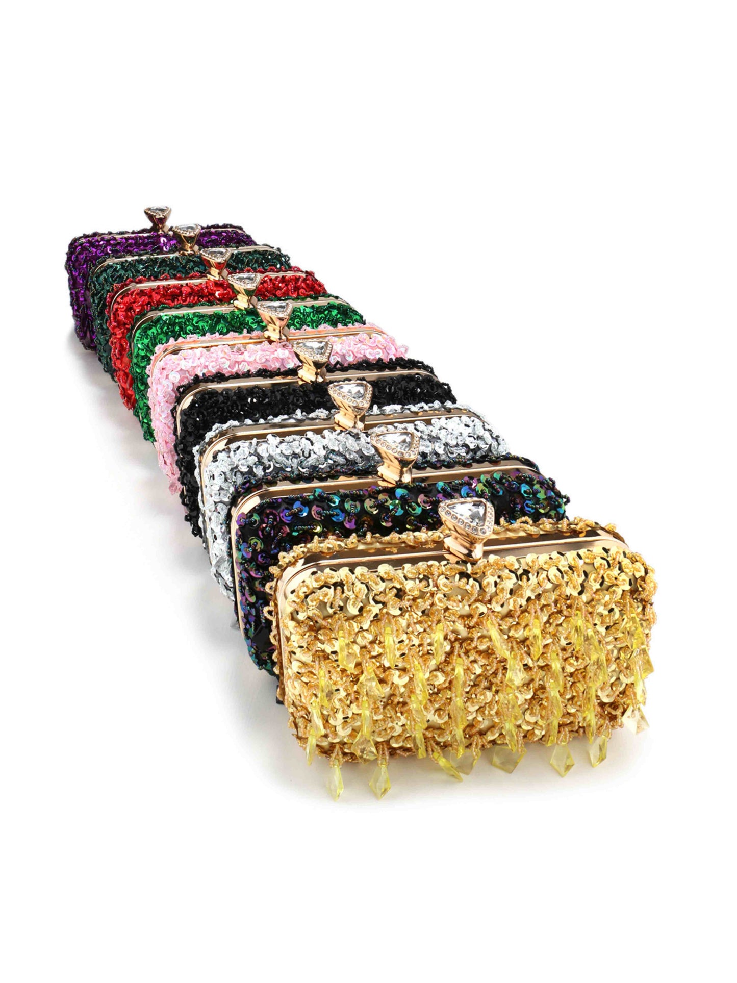 Elegant Handmade Embroidered Sequin Clutch Purse for Wedding, Cocktail & Evening Party