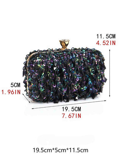 Elegant Handmade Embroidered Sequin Clutch Purse for Wedding, Cocktail & Evening Party