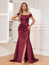 Elegant Mermaid Off The Shoulder Party Dresses with Slit
