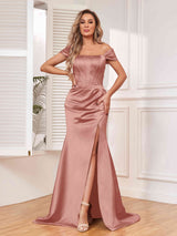 Elegant Mermaid Off The Shoulder Party Dresses with Slit