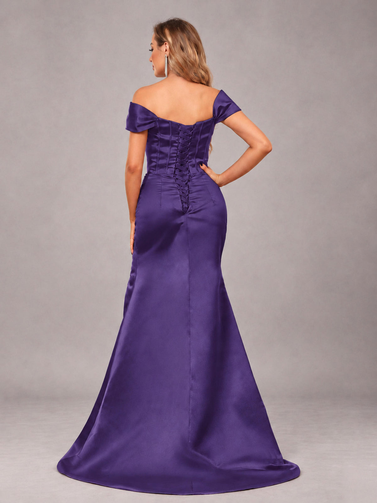 Regency Elegant Mermaid Off The Shoulder Bridesmaid Dress with Slit
