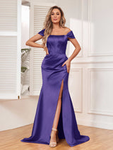 Elegant Mermaid Off The Shoulder Party Dresses with Slit