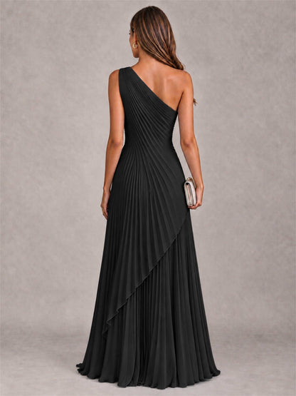 Elegant One Shoulder Pleated Chiffon Formal Dress